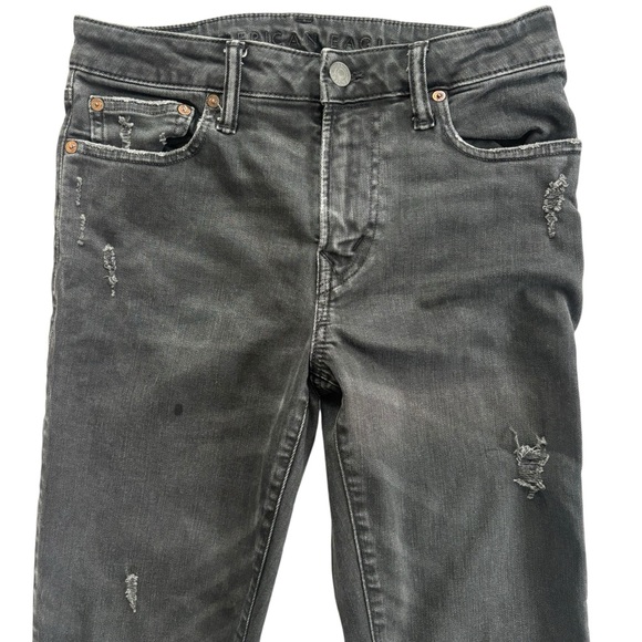 American Eagle Next Level Flex Classic Black Distressed Men’s Jeans 29x32 - Picture 2 of 4
